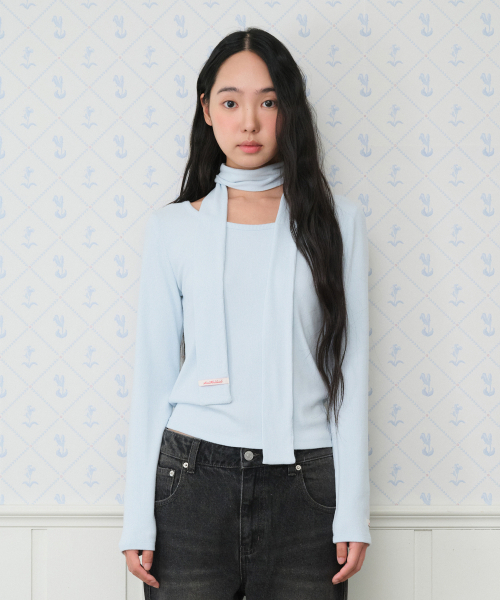 AMESWORLDWIDE(アメスワールドワイド)の「CLASSIC SCARF LS TEE SKY BLUE(Tシャツ/カットソー・レディース・その他・SMALL/MEDIUM)」の3枚目の写真