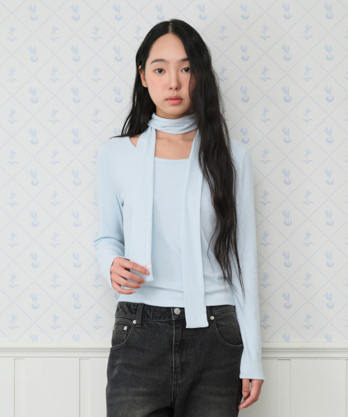 AMESWORLDWIDE(アメスワールドワイド)の「CLASSIC SCARF LS TEE SKY BLUE(Tシャツ/カットソー・レディース・その他・SMALL/MEDIUM)」の5枚目の写真