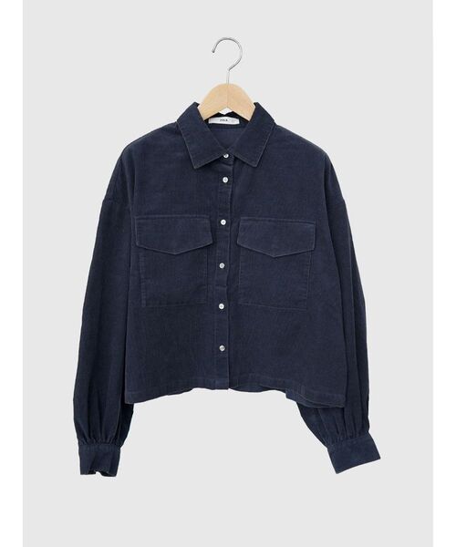 FIKA.(フィーカ)の「Fine corduroy shirt(シャツ/ブラウス・レディース・ネイビー/ダークブラウン・MEDIUM)」の3枚目の写真