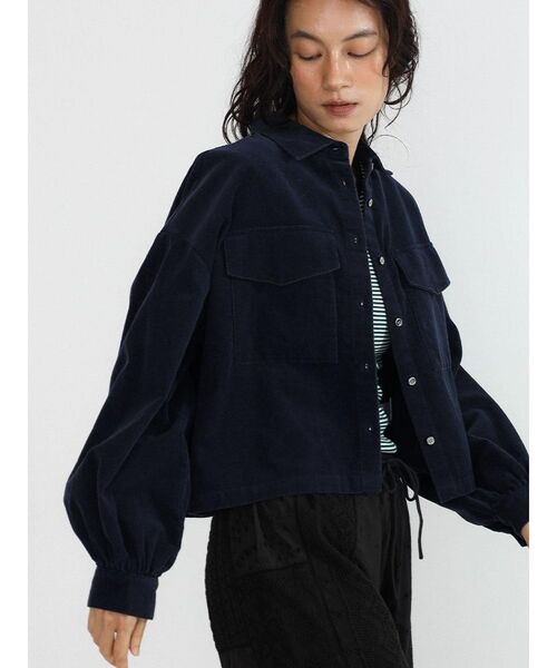 FIKA.(フィーカ)の「Fine corduroy shirt(シャツ/ブラウス・レディース・ネイビー/ダークブラウン・MEDIUM)」の4枚目の写真