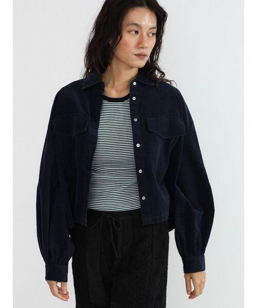 FIKA.(フィーカ)の「Fine corduroy shirt(シャツ/ブラウス・レディース・ネイビー/ダークブラウン・MEDIUM)」の8枚目の写真