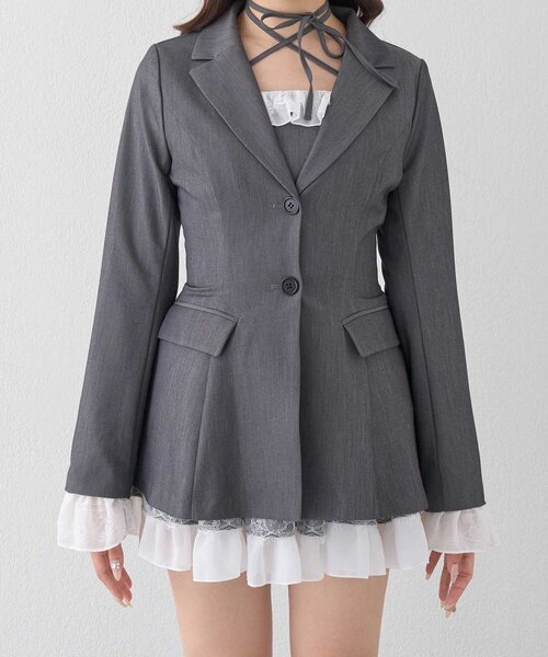 Belle Charme(ベルシャルム)の「【Belle Charme】Lace-up Tailored Jacket(テーラードジャケット・レディース・ブラック/グレー/ベージュ・FREE)」の6枚目の写真