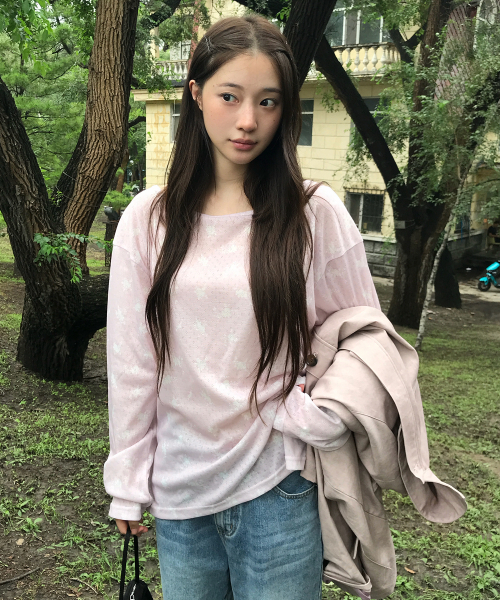 LETTER FROM MOON(レターフロムムーン)の「ルヌイ フラワー Tシャツ (ピンク)(Tシャツ/カットソー・レディース・その他・LARGE/MEDIUM/SMALL)」の6枚目の写真