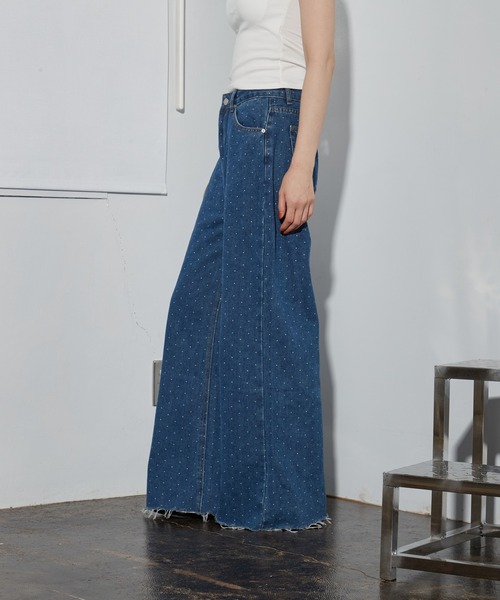 OFROOM(オフルーム)の「【2026秋冬新作】Dot Print Denim Pants|ドットプリントデニムパンツ(デニムパンツ・レディース・ブルー/ライトブルー/ブラウン・LARGE/MEDIUM/SMALL)」の3枚目の写真