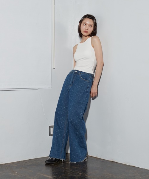 OFROOM(オフルーム)の「【2026秋冬新作】Dot Print Denim Pants|ドットプリントデニムパンツ(デニムパンツ・レディース・ブルー/ライトブルー/ブラウン・LARGE/MEDIUM/SMALL)」の21枚目の写真