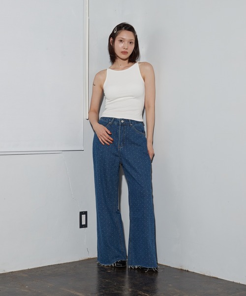 OFROOM(オフルーム)の「【2026秋冬新作】Dot Print Denim Pants|ドットプリントデニムパンツ(デニムパンツ・レディース・ブルー/ライトブルー/ブラウン・LARGE/MEDIUM/SMALL)」の22枚目の写真