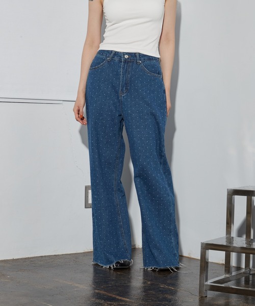 OFROOM(オフルーム)の「【2026秋冬新作】Dot Print Denim Pants|ドットプリントデニムパンツ(デニムパンツ・レディース・ブルー/ライトブルー/ブラウン・LARGE/MEDIUM/SMALL)」の19枚目の写真