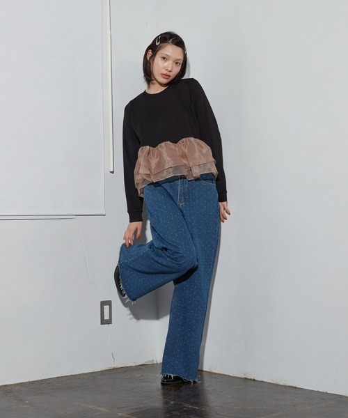 OFROOM(オフルーム)の「【2026秋冬新作】Dot Print Denim Pants|ドットプリントデニムパンツ(デニムパンツ・レディース・ブルー/ライトブルー/ブラウン・LARGE/MEDIUM/SMALL)」の12枚目の写真