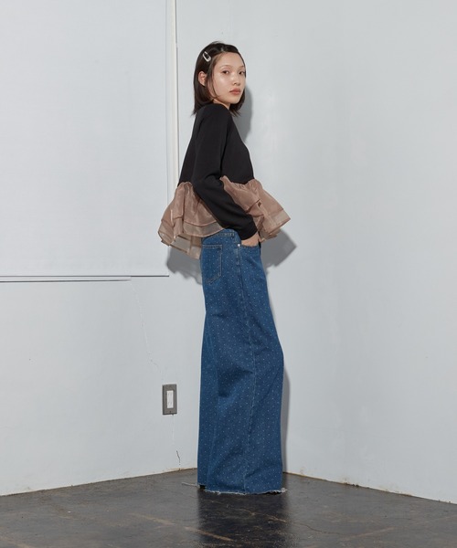 OFROOM(オフルーム)の「【2026秋冬新作】Dot Print Denim Pants|ドットプリントデニムパンツ(デニムパンツ・レディース・ブルー/ライトブルー/ブラウン・LARGE/MEDIUM/SMALL)」の13枚目の写真