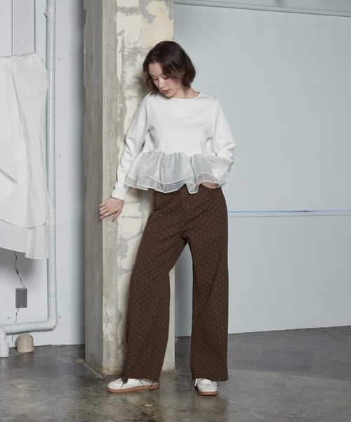 OFROOM(オフルーム)の「【2026秋冬新作】Dot Print Denim Pants|ドットプリントデニムパンツ(デニムパンツ・レディース・ブルー/ライトブルー/ブラウン・LARGE/MEDIUM/SMALL)」の7枚目の写真