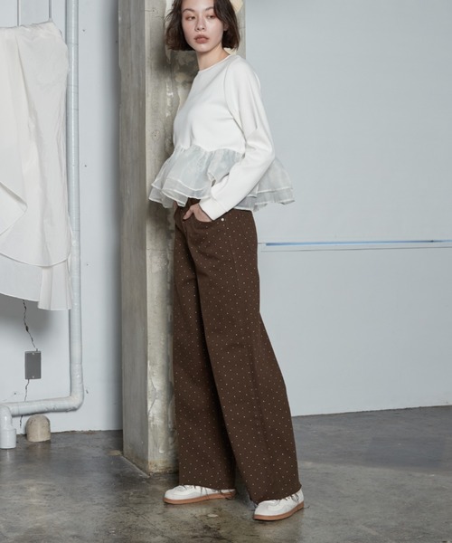 OFROOM(オフルーム)の「【2026秋冬新作】Dot Print Denim Pants|ドットプリントデニムパンツ(デニムパンツ・レディース・ブルー/ライトブルー/ブラウン・LARGE/MEDIUM/SMALL)」の8枚目の写真