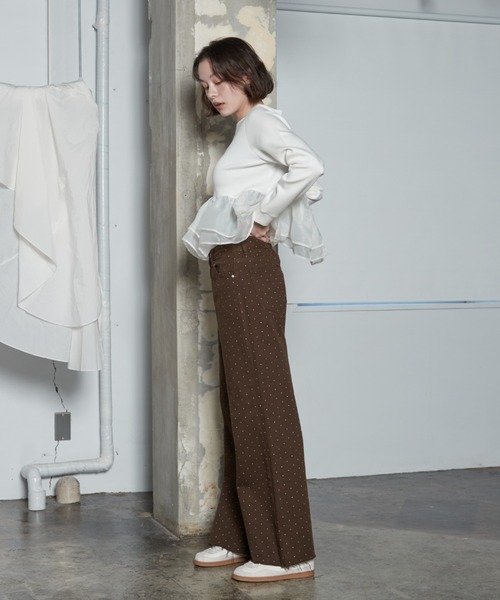 OFROOM(オフルーム)の「【2026秋冬新作】Dot Print Denim Pants|ドットプリントデニムパンツ(デニムパンツ・レディース・ブルー/ライトブルー/ブラウン・LARGE/MEDIUM/SMALL)」の9枚目の写真