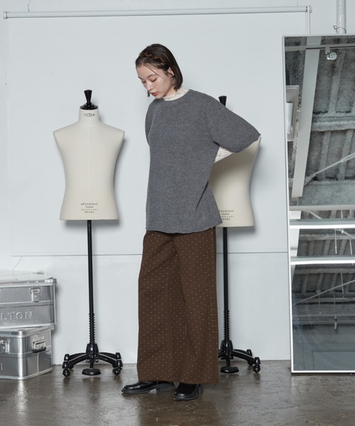 OFROOM(オフルーム)の「【2026秋冬新作】Dot Print Denim Pants|ドットプリントデニムパンツ(デニムパンツ・レディース・ブルー/ライトブルー/ブラウン・LARGE/MEDIUM/SMALL)」の11枚目の写真