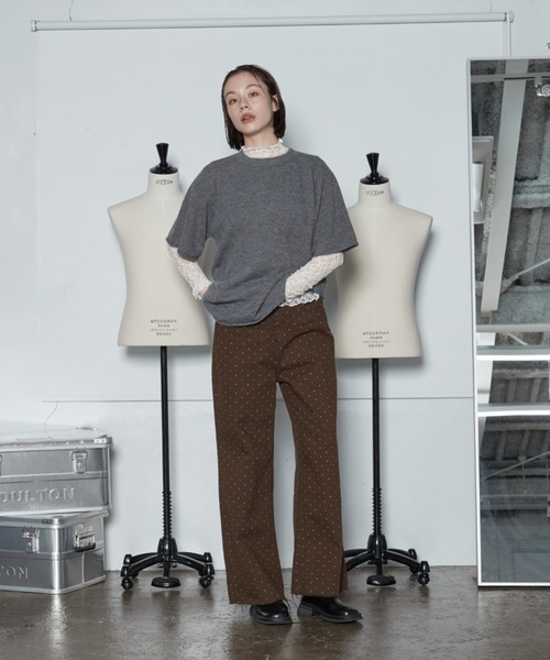 OFROOM(オフルーム)の「【2026秋冬新作】Dot Print Denim Pants|ドットプリントデニムパンツ(デニムパンツ・レディース・ブルー/ライトブルー/ブラウン・LARGE/MEDIUM/SMALL)」の4枚目の写真
