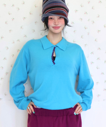 Sofa Shell Collar Knit_Sky Blue