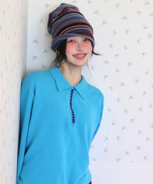 KIKOZY(キコジ)の「Sofa Shell Collar Knit_Sky Blue(ニット/セーター・レディース・その他・FREE)」の2枚目の写真