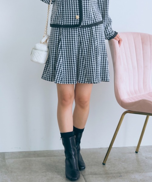 marun(マルン)の「<大きいサイズ>千鳥チェックジャガードスカート marun(スカート・レディース・ブラウン/ブラック・L/5L/4L/3L/LL)」の2枚目の写真