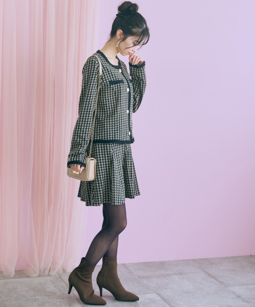 marun(マルン)の「<大きいサイズ>千鳥チェックジャガードスカート marun(スカート・レディース・ブラウン/ブラック・L/5L/4L/3L/LL)」の6枚目の写真
