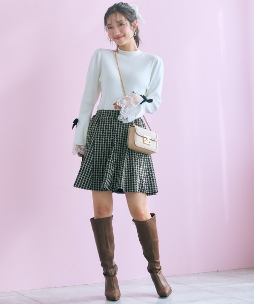 marun(マルン)の「<大きいサイズ>千鳥チェックジャガードスカート marun(スカート・レディース・ブラウン/ブラック・L/5L/4L/3L/LL)」の8枚目の写真