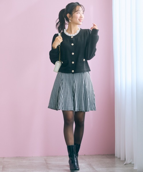 marun(マルン)の「<大きいサイズ>千鳥チェックジャガードスカート marun(スカート・レディース・ブラウン/ブラック・L/5L/4L/3L/LL)」の5枚目の写真