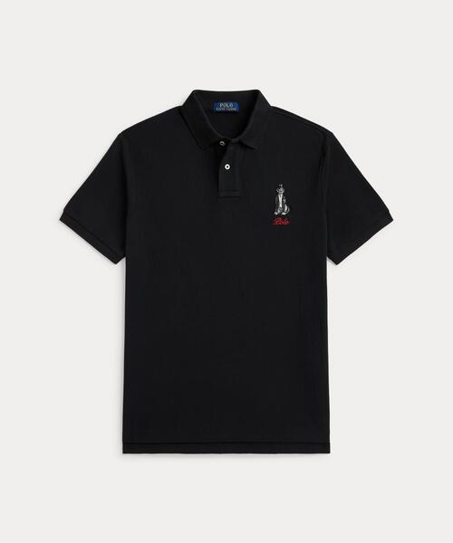 POLO RALPH LAUREN(ポロ ラルフ ローレン)の「カスタム スリム フィット ドッグエンブロイダリー ポロシャツ(ポロシャツ・メンズ・ブラック系1・S/XS/XL/L/M)」の1枚目の写真