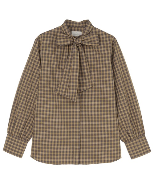 TOKYO SHIRTS(トウキョウシャツ)の「ブラウス チェックリボン ブラウス 長袖 レディースデザインシャツ(シャツ/ブラウス・レディース・ネイビー/ブラウン・M/L)」の3枚目の写真