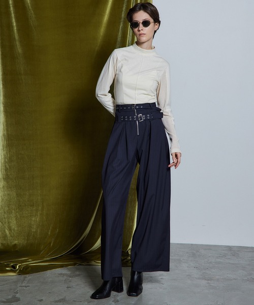 MAISON SPECIAL(メゾンスペシャル)の「【26WINTER PRE-ORDER】Double Waist Pants/ダブルウエストパンツ(その他パンツ・レディース・ネイビー/グレー・38/36)」の1枚目の写真