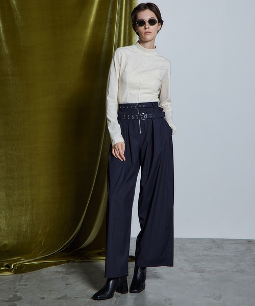 MAISON SPECIAL(メゾンスペシャル)の「【26WINTER PRE-ORDER】Double Waist Pants/ダブルウエストパンツ(その他パンツ・レディース・ネイビー/グレー・38/36)」の8枚目の写真