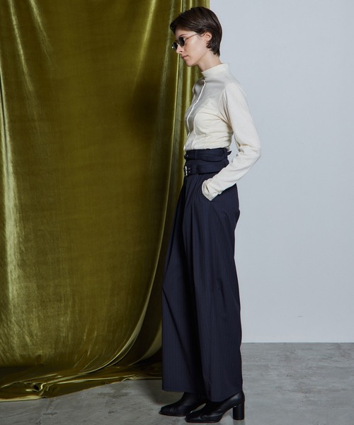 MAISON SPECIAL(メゾンスペシャル)の「【26WINTER PRE-ORDER】Double Waist Pants/ダブルウエストパンツ(その他パンツ・レディース・ネイビー/グレー・38/36)」の9枚目の写真