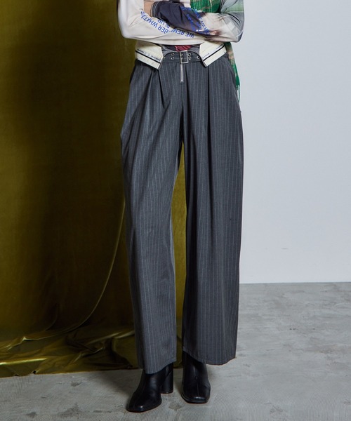 MAISON SPECIAL(メゾンスペシャル)の「【26WINTER PRE-ORDER】Double Waist Pants/ダブルウエストパンツ(その他パンツ・レディース・ネイビー/グレー・38/36)」の4枚目の写真