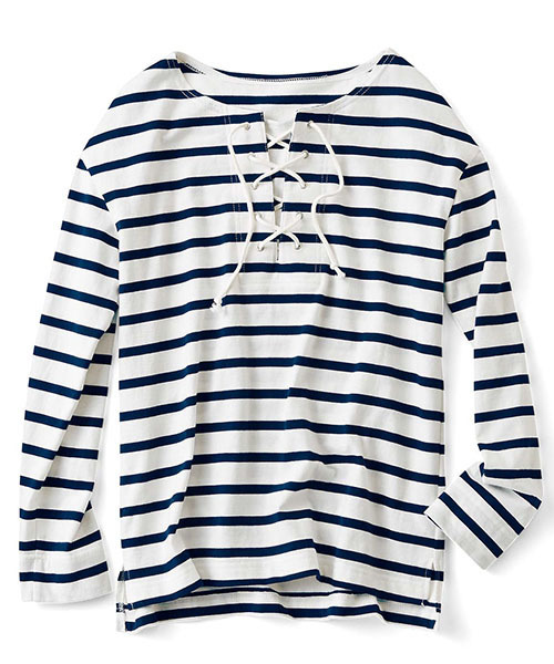 IEDIT(イディット)の「ミルブロウズ 定番スタイルの鮮度があがるレースアップボーダートップス (Tシャツ/カットソー・レディース・ブラック/ネイビー・X-LARGE/MEDIUM/XX-LARGE/LARGE/SMALL)」の10枚目の写真