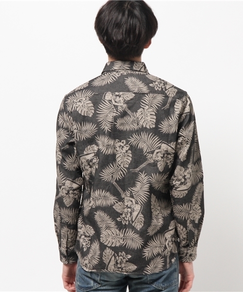 HYSTERIC GLAMOUR（ヒステリックグラマー）の「TROPIC GUITAR総柄 長袖ワークSH（シャツ/ブラウス・メンズ・ブルー系その他/ブラック系その他・SMALL/LARGE/MEDIUM）」の8枚目の写真