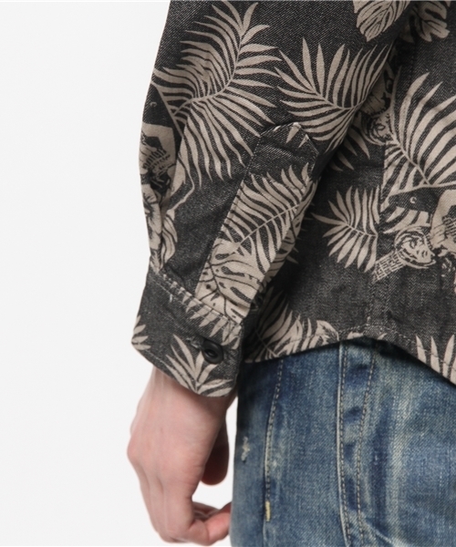 HYSTERIC GLAMOUR（ヒステリックグラマー）の「TROPIC GUITAR総柄 長袖ワークSH（シャツ/ブラウス・メンズ・ブルー系その他/ブラック系その他・SMALL/LARGE/MEDIUM）」の10枚目の写真