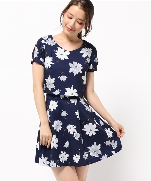 Cecil Mcbee セシルマクビー の オープンスリーブ花柄セットアップ ワンピース Wear
