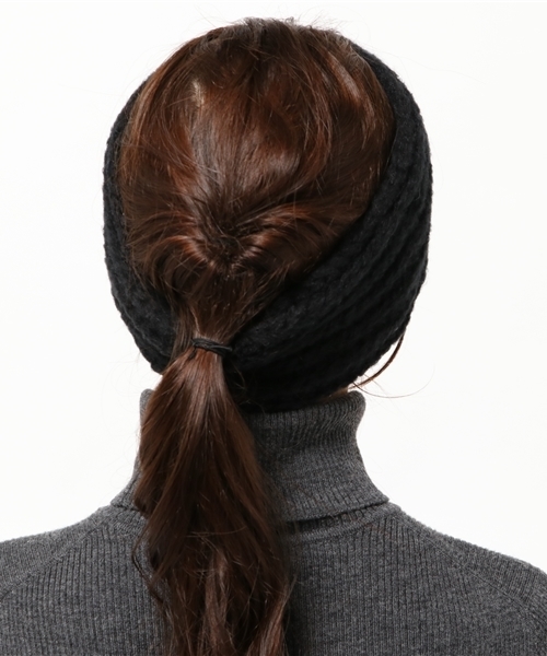ASZAKKA（アザッカ）の「ニットリブヘアバンド（ヘアバンド・レディース・ブラック/グレー・FREE）」の4枚目の写真