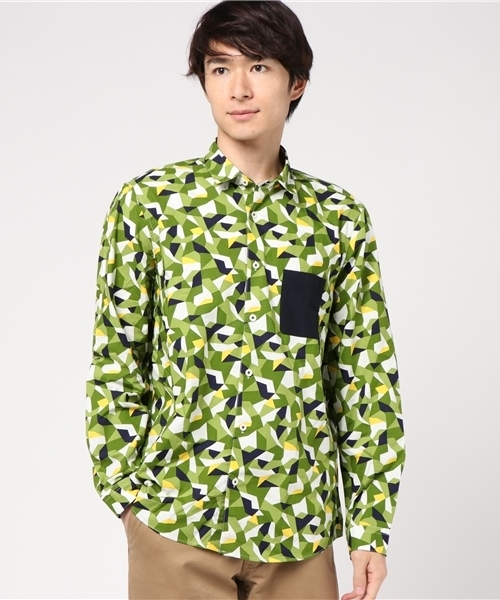 BLACK LABEL CRESTBRIDGE(ブラックレーベル・クレストブリッジ)の「モザイクダフォディルプリント シャツ(シャツ/ブラウス・メンズ・グリーン・M/L)」の1枚目の写真