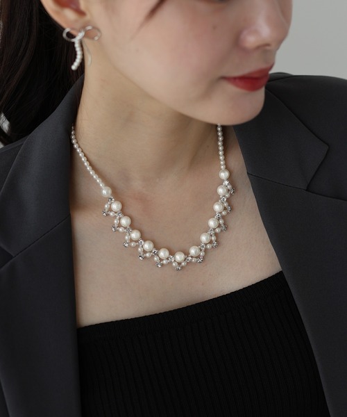 BLUEEAST(ブルーイースト)の「パール&ビジューネックレス(ネックレス・レディース・シルバー/ゴールド・FREE)」の8枚目の写真