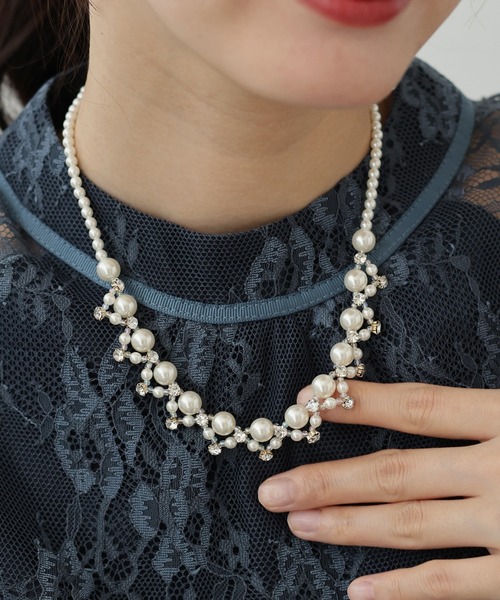 BLUEEAST(ブルーイースト)の「パール&ビジューネックレス(ネックレス・レディース・シルバー/ゴールド・FREE)」の10枚目の写真