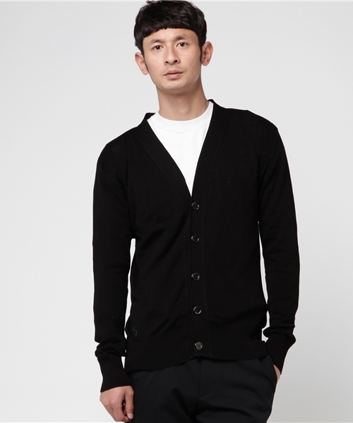 Letroyes(ルトロワ)の「Letroyes Vネックカーディガン(カーディガン/ボレロ・メンズ・ブラック/アイボリー/グレー/ブルー・LARGE/SMALL/MEDIUM)」の2枚目の写真
