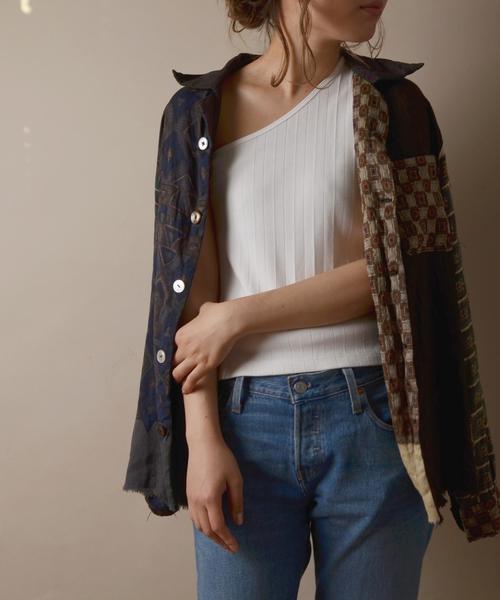 Healthknit（ヘルスニット）の「Healthknit:ハリヌキワンショルダー（タンクトップ・レディース・ブラック/ホワイト/ブラウン・ONE SIZE）」の2枚目の写真