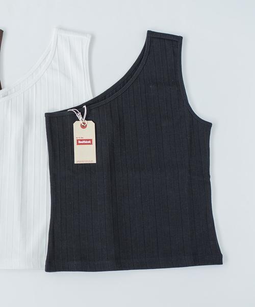 Healthknit（ヘルスニット）の「Healthknit:ハリヌキワンショルダー（タンクトップ・レディース・ブラック/ホワイト/ブラウン・ONE SIZE）」の3枚目の写真