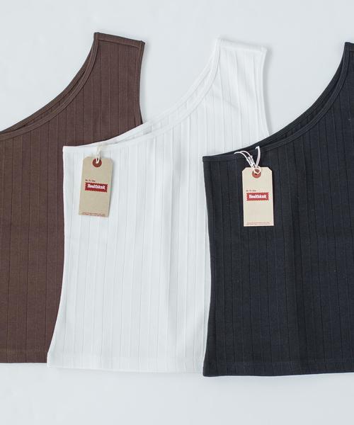Healthknit（ヘルスニット）の「Healthknit:ハリヌキワンショルダー（タンクトップ・レディース・ブラック/ホワイト/ブラウン・ONE SIZE）」の5枚目の写真