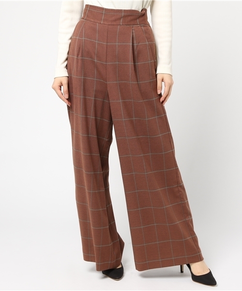 Khaju（カージュ）の「Khaju:グレンチェックワイドパンツ（その他パンツ・レディース・バーガンディー/ベージュ・ONE SIZE）」の12枚目の写真