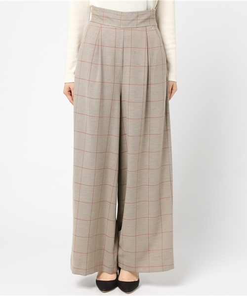 Khaju（カージュ）の「Khaju:グレンチェックワイドパンツ（その他パンツ・レディース・バーガンディー/ベージュ・ONE SIZE）」の9枚目の写真
