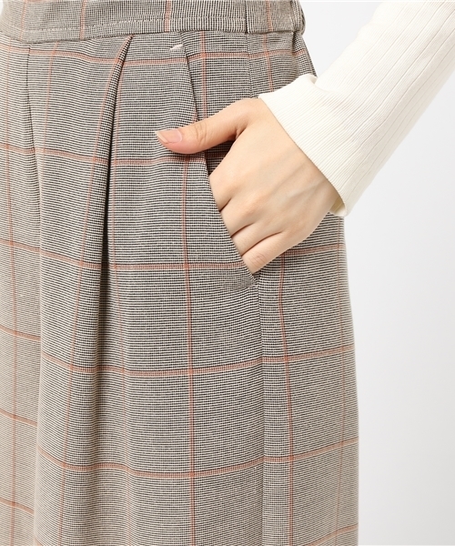 Khaju（カージュ）の「Khaju:グレンチェックワイドパンツ（その他パンツ・レディース・バーガンディー/ベージュ・ONE SIZE）」の5枚目の写真