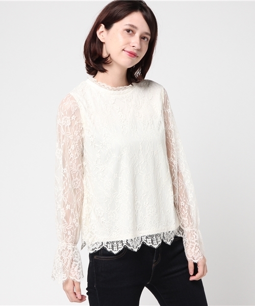 Honeys（ハニーズ）の「ハイネックプルオーバー（Tシャツ/カットソー・レディース・ブラック/アイボリー/オフホワイト・L/M）」の2枚目の写真