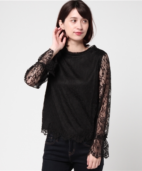 Honeys（ハニーズ）の「ハイネックプルオーバー（Tシャツ/カットソー・レディース・ブラック/アイボリー/オフホワイト・L/M）」の3枚目の写真