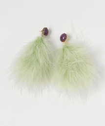 flua（フルア）の「【flua】【Vintage accessory】【16kgp】マラボーファーキャッチ ピアス スノーグリーン（ピアス（両耳用））」