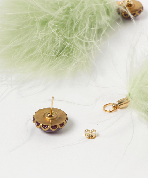 flua(フルア)の「【flua】【Vintage accessory】【16kgp】マラボーファーキャッチ ピアス スノーグリーン(ピアス(両耳用)・レディース・ゴールド・FREE)」の2枚目の写真