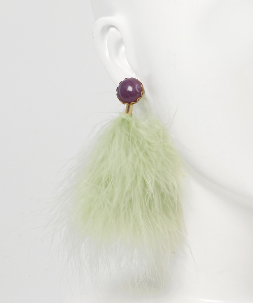 flua(フルア)の「【flua】【Vintage accessory】【16kgp】マラボーファーキャッチ ピアス スノーグリーン(ピアス(両耳用)・レディース・ゴールド・FREE)」の4枚目の写真